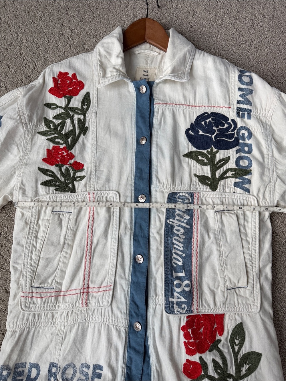 Free People We The Free Field of Roses Jacket Graphic Embroidered Coat Size XS - Picture 5 of 14